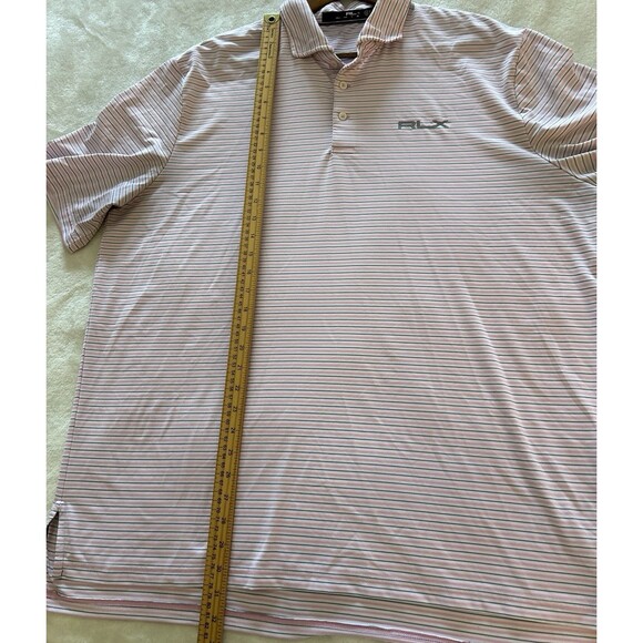 RLX Ralph Lauren Mens Polo Shirt Extra Large Pink White Performance Golf Stretch - Picture 5 of 8